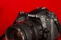Close-up portrait of a professional DSLR camera by Nikon, model D7100