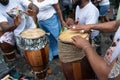 Cultural group play percussion during the civic parade of the independence of Bahia, in Pelourinho in Salvador
