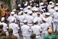 Navy personnel are seen descending the slope of Pelourinho during the civic parade of the independence of Bahia, in Salvador