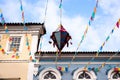 Balloons and decorative flags are seen in the ornamentation of the festivals of Sao Joao