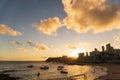 Beautiful colorful sunset with clouds on the Rio Vermelho beach in Salvador, Bahia