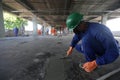 Bricklayer working on construction