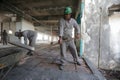 Bricklayer working on construction