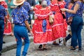 People are seen in the streets of Pelourinho dressed in costume for the feast of Sao Joao