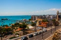 SALVADOR, BAHIA, BRAZIL: Lacerda Elevator and All Saints Bay Baia de Todos os Santos in Salvador Royalty Free Stock Photo