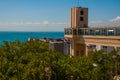 SALVADOR, BAHIA, BRAZIL: Lacerda Elevator and All Saints Bay Baia de Todos os Santos in Salvador Royalty Free Stock Photo