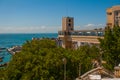 SALVADOR, BAHIA, BRAZIL: Lacerda Elevator and All Saints Bay Baia de Todos os Santos in Salvador Royalty Free Stock Photo