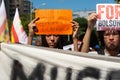 Brazilians protest against money cuts in education by President Jair Bolsonaro in the city of Salvador, Bahia Royalty Free Stock Photo