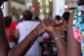 Catholic and Candomble faithful are seen during mass at the Rosario dos Pretos church in Pelourinho. City of Salvador, Bahia