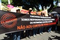 People protest against money cuts in education by President Jair Bolsonaro in the city of Salvador, Bahia Royalty Free Stock Photo