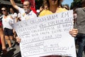 Protest by college students against money cuts in Brazilian education by President Jair Bolsonaro in the city of Salvador, Bahia Royalty Free Stock Photo