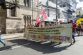 Brazilians protest with banners and posters with words against the government of President Jair Bolsonaro