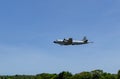 P-3AM Orion plane from the Brazilian air force in full flight over the air force base in the city of Salvador, Bahia Royalty Free Stock Photo