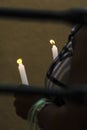 Salvador, Bahia, Brazil - November 02, 2015: People lighting candles in honor of the Day of the Dead Royalty Free Stock Photo