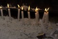 Salvador, Bahia, Brazil - November 02, 2015: People lighting candles in honor of the Day of the Dead Royalty Free Stock Photo