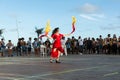 A dancer performing street belly dancing