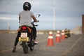 Motorcycle training for detran test Royalty Free Stock Photo