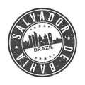 Salvador Bahia Brazil Round Stamp Icon Skyline City Design Badge.