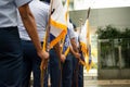 Salvador, Bahia, Brazil - September 07, 2023: Air force soldiers are seen in formation during the Brazilian independence parade in