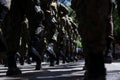 Army soldiers are seen marching during the Brazilian independence military parade in the city of Salvador, Bahia Royalty Free Stock Photo