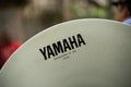 Detail of a white colored tuba from the brand Yamaha established in 1887. City of Salvador, Bahia Royalty Free Stock Photo