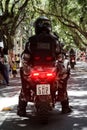 Military police motorcyclists are stopped during the Brazilian independence day parade