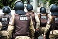 Military police soldiers parade together during Brazilian independence day