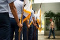 Salvador, Bahia, Brazil - September 07, 2023: Air force soldiers are seen in formation during the Brazilian independence parade in