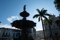 Silhouette of the water fountain at Largo Terreiro de Jesus in Pelourinho, historic center of the city of Salvador, Bahia