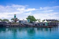 Salvador, Bahia Ã¢â¬â February 06 2020: Speedboat petrol station at the Marina in Salvador Royalty Free Stock Photo