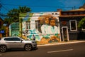 SALVADOR, BRAZIL: Beautiful drawings painted with paints on the wall. Beautiful Graffiti on buildings