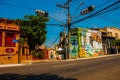SALVADOR, BRAZIL: Beautiful drawings painted with paints on the wall. Beautiful Graffiti on buildings