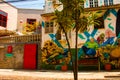 SALVADOR, BRAZIL: Beautiful drawings painted with paints on the wall. Beautiful Graffiti on buildings Royalty Free Stock Photo