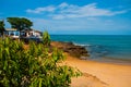 SALVADOR, BRAZIL: The fishermen fished empty fishing. Colorful Brazilian street art graffiti scene, picture painted on mermaid