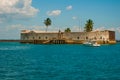 SALVADOR, BRAZIL: Fort of San Marcelo in Salvador Bahia. Top view of the port city of Salvador