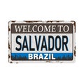 Salvador Brazil Vintage blank rusted metal sign Vector Illustration on white background