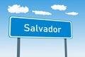 Salvador city sign in Brazil. City limit welcome road sign
