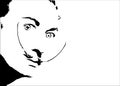 Salvador Dali` vector portrait, minimal graphics isolated or white background Royalty Free Stock Photo