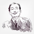 Salvador Dali vector sketch portrait isolated Royalty Free Stock Photo