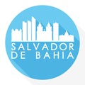 Salvador de Bahia Brazil Flat Icon Skyline Silhouette Design City Vector Art Round Logo.