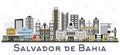 Salvador de Bahia City Skyline with Color Buildings Isolated on