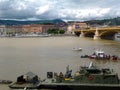 Salvage operation on the Danube under the Margaret bridge where a boat sunk 2 days earlier