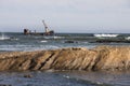 Salvage work on a shipwreck - Skeleton Coast - Namibia Royalty Free Stock Photo