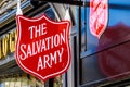 Salvation Army sign countries with charity shops, operating homeless shelters Royalty Free Stock Photo