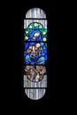 Salve Regina, stained glass window in Chapel at cemetery in Ursberg, Germany Royalty Free Stock Photo