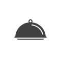 Salver dish with food cover icon vector