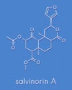 Salvinorin A entheogen molecule. Psychotropic molecule from Salvia divinorum. Skeletal formula. Royalty Free Stock Photo