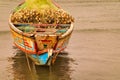 Scene of beach side with pirogue boat in Senegal Royalty Free Stock Photo