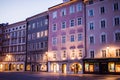 Salzburg, Austria - April 2015: old town streets architecture in the evening