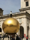 Salzburg/Austria - April 5 2016: statue on Kapitelplatz town square Salzburg